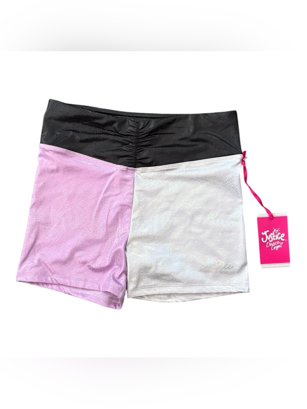 Justice - Cinch shimmering Waistband Dance Shorts - Size: XL